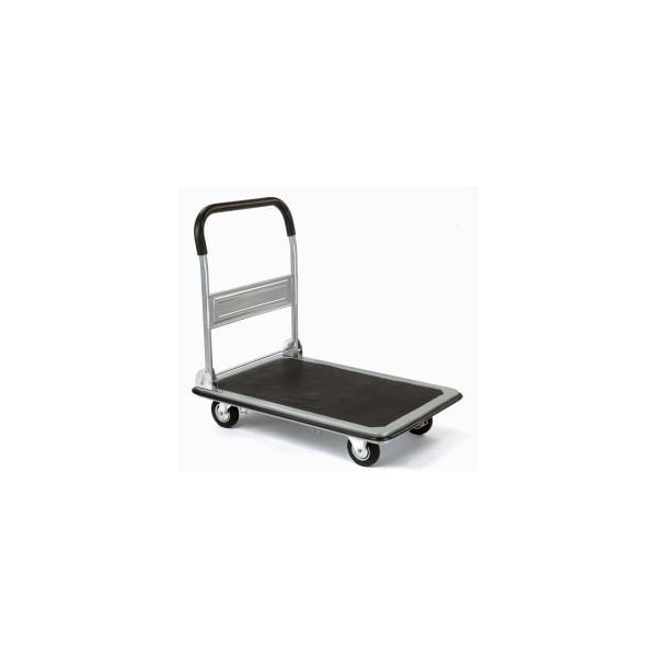 Global Equipment Folding Platform Truck 35x23 Solid Steel Deck 5" Rubber Wheels 600 Lb. Cap. 241374 - main